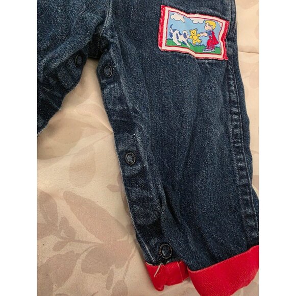Vintage Oshkosh Overalls Jeans Red Green 12 Months Made in USA - Picture 4 of 6